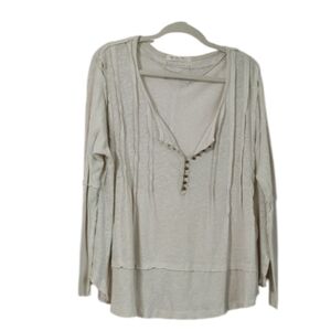 We The Free Melody Pintuck Linen and Cotton Henley Size M